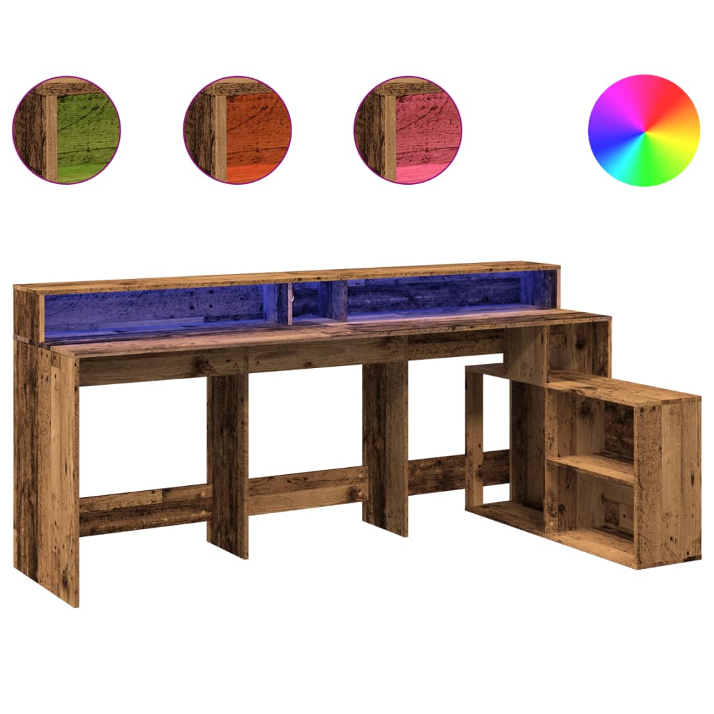 LED-Schreibtisch Grau Sonoma 200x104x91 cm Holzwerkstoff