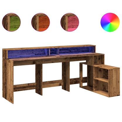 LED-Schreibtisch Grau Sonoma 200x104x91 cm Holzwerkstoff