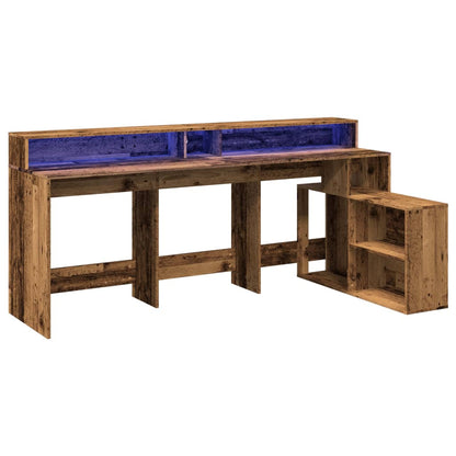 LED-Schreibtisch Grau Sonoma 200x104x91 cm Holzwerkstoff