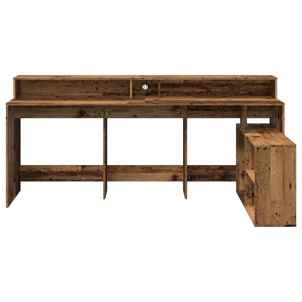 LED-Schreibtisch Grau Sonoma 200x104x91 cm Holzwerkstoff