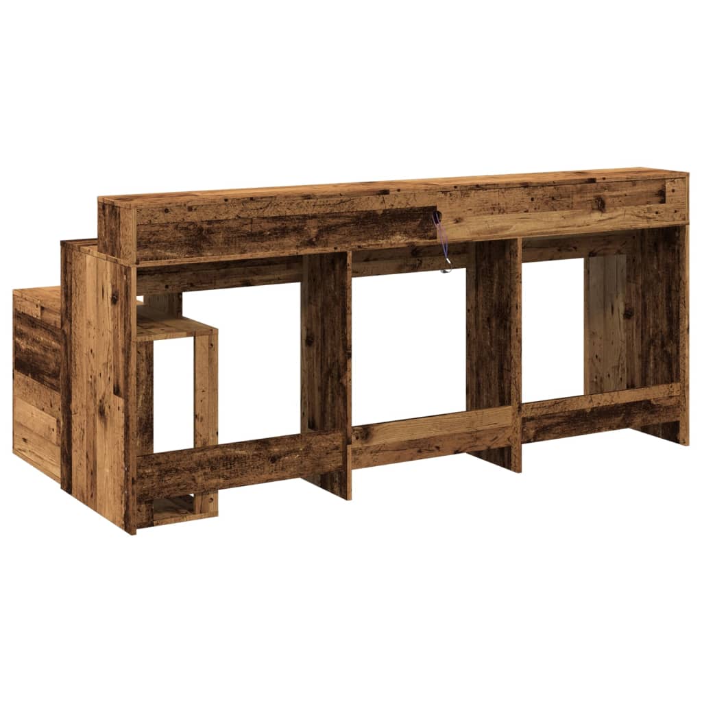 LED-Schreibtisch Grau Sonoma 200x104x91 cm Holzwerkstoff