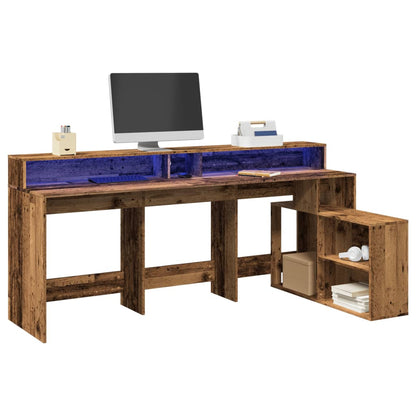 LED-Schreibtisch Grau Sonoma 200x104x91 cm Holzwerkstoff