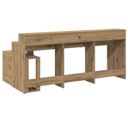 LED-Schreibtisch Grau Sonoma 200x104x91 cm Holzwerkstoff
