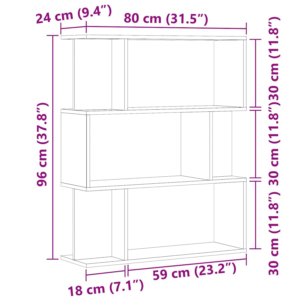 Bücherregal -Optik 80X24X96 Cm Holzwerkstoff
