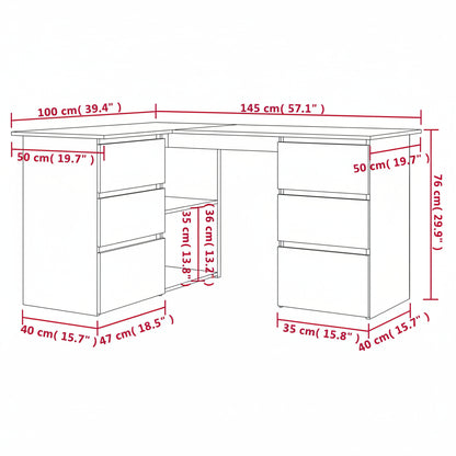 Eckschreibtisch -Optik 145X100X76 Cm Holzwerkstoff