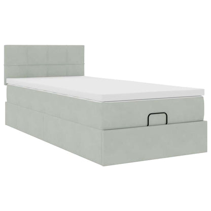 Ottoman-Bett mit Stauraum, inkl. Matratze 80x200 cm, Samtbezug