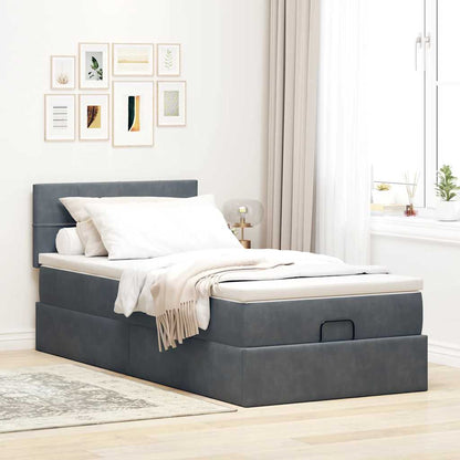 Ottoman-Bett mit Stauraum, inkl. Matratze 80x200 cm, Samtbezug