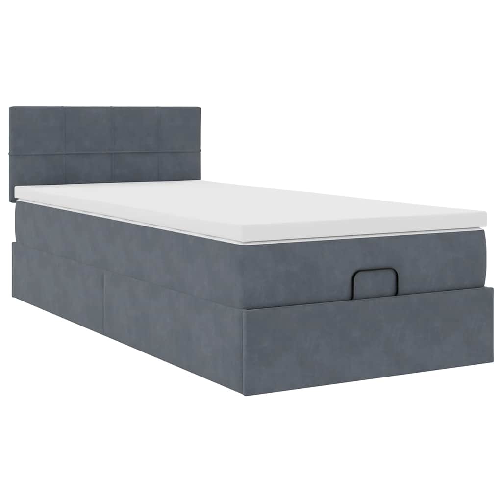 Ottoman-Bett mit Stauraum, inkl. Matratze 80x200 cm, Samtbezug