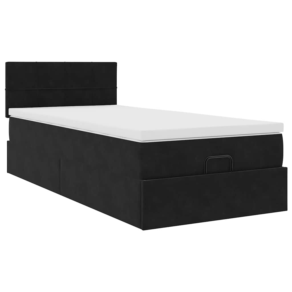 Ottoman-Bett mit Stauraum, inkl. Matratze 80x200 cm, Samtbezug