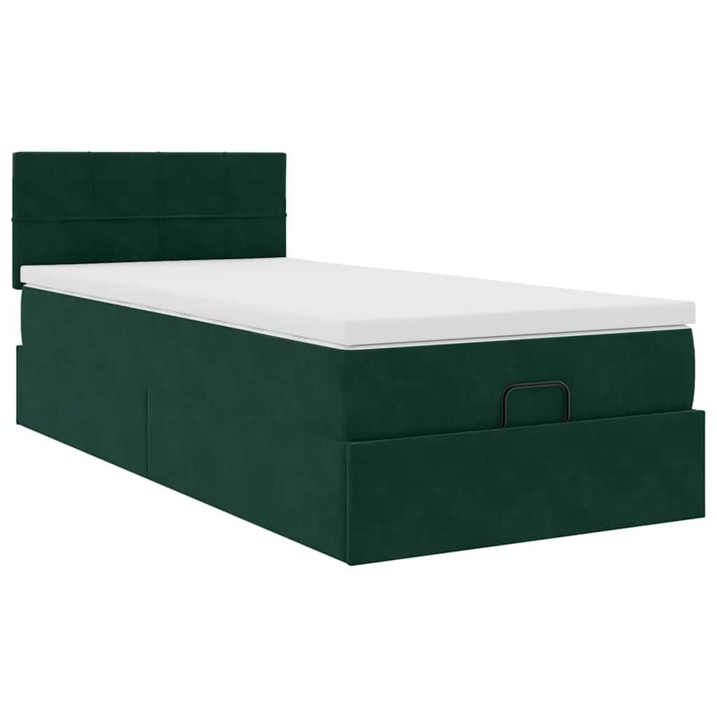 Ottoman-Bett mit Stauraum, inkl. Matratze 80x200 cm, Samtbezug