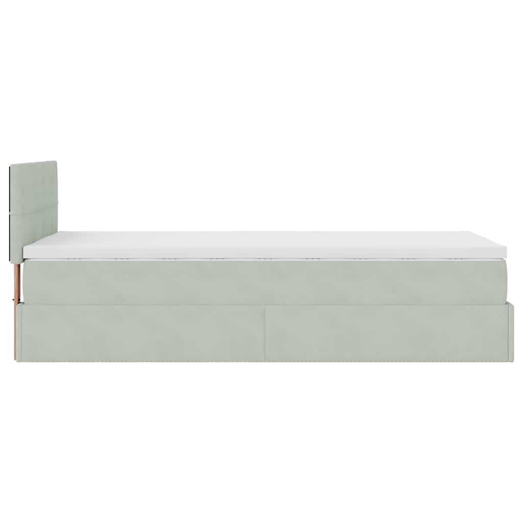Ottoman-Bett mit Stauraum, inkl. Matratze 90x190 cm, Samtbezug