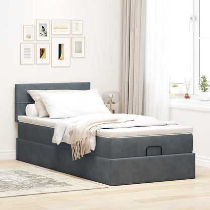 Ottoman-Bett mit Stauraum, inkl. Matratze 90x190 cm, Samtbezug