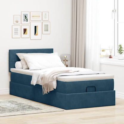 Ottoman-Bett mit Stauraum, inkl. Matratze 90x190 cm, Samtbezug