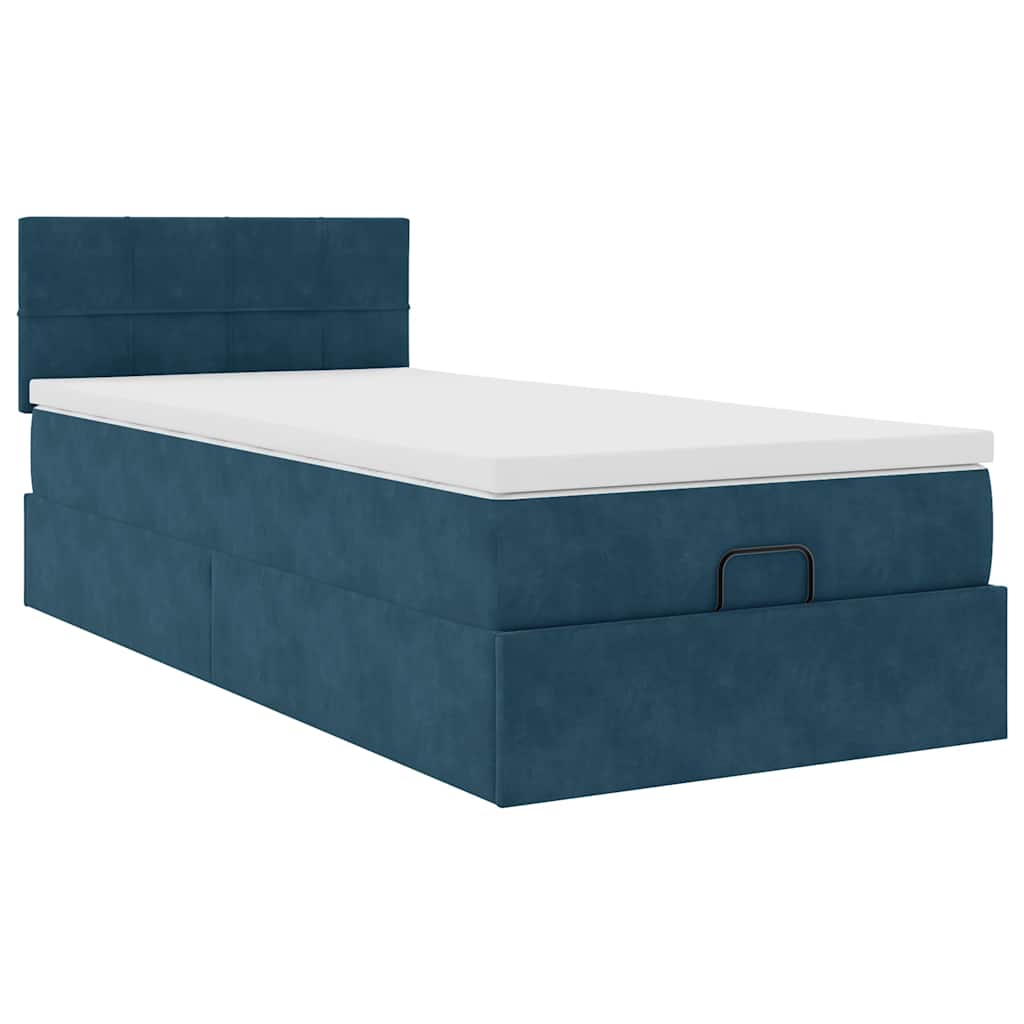 Ottoman-Bett mit Stauraum, inkl. Matratze 90x190 cm, Samtbezug