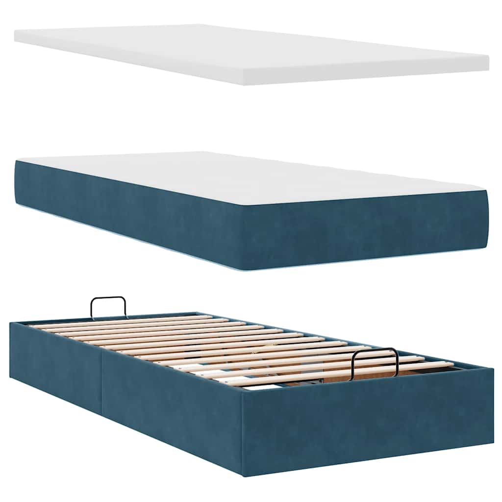 Ottoman-Bett mit Stauraum, inkl. Matratze 90x190 cm, Samtbezug