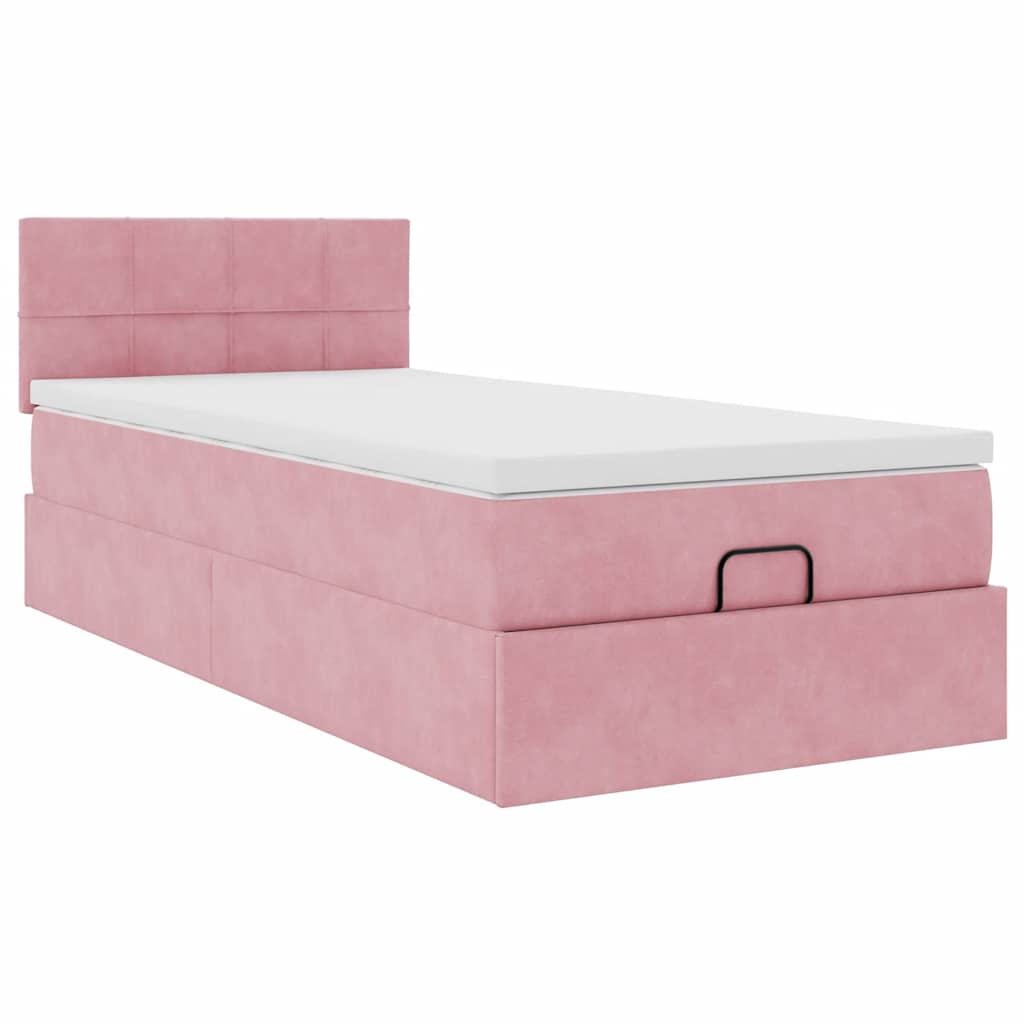 Ottoman-Bett mit Stauraum, inkl. Matratze 90x190 cm, Samtbezug