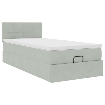 Ottoman-Bett mit Stauraum, inkl. Matratze 90x200 cm, Samtbezug