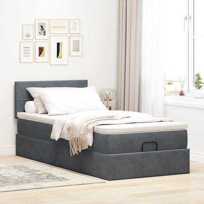 Ottoman-Bett mit Stauraum, inkl. Matratze 90x200 cm, Samtbezug