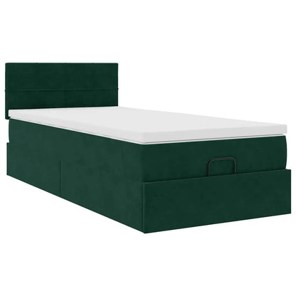 Ottoman-Bett mit Stauraum, inkl. Matratze 90x200 cm, Samtbezug