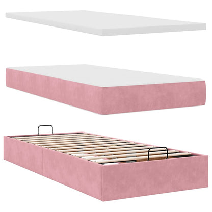 Ottoman-Bett mit Stauraum, inkl. Matratze 90x200 cm, Samtbezug