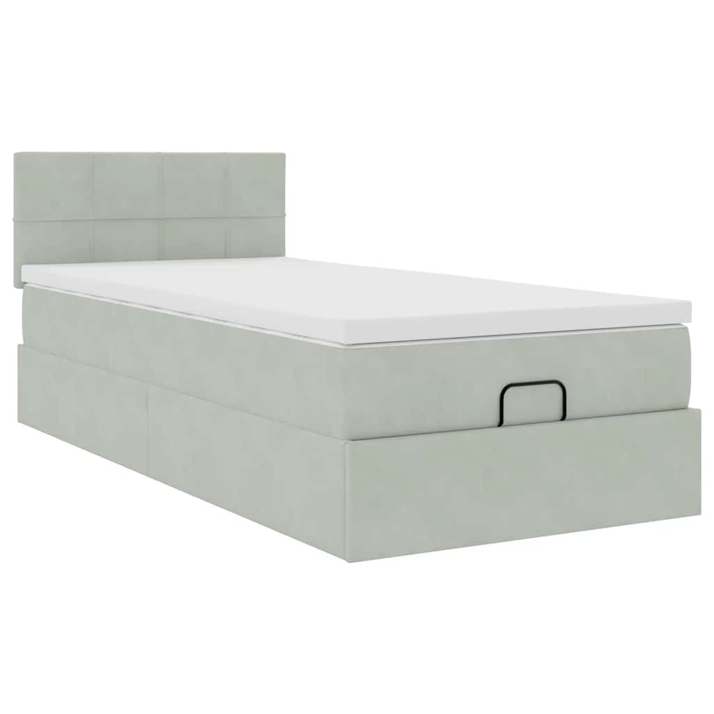 Ottoman-Bett mit Stauraum, inkl. Matratze 100x200 cm, Samtbezug