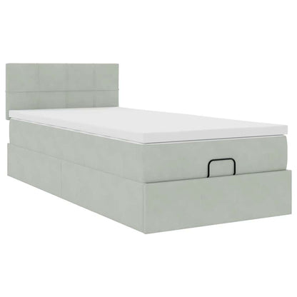 Ottoman-Bett mit Stauraum, inkl. Matratze 100x200 cm, Samtbezug