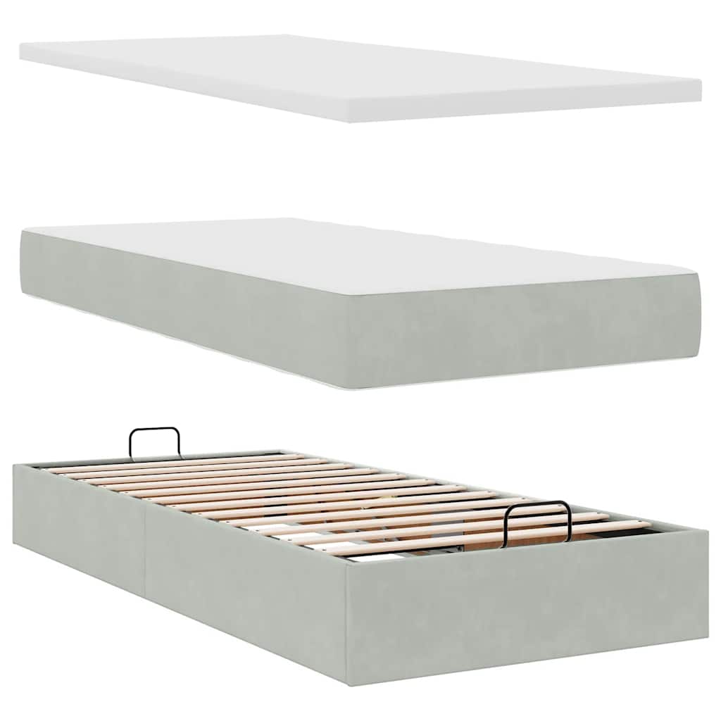 Ottoman-Bett mit Stauraum, inkl. Matratze 100x200 cm, Samtbezug