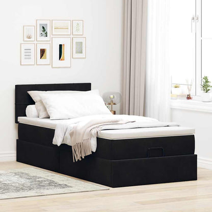 Ottoman-Bett mit Stauraum, inkl. Matratze 100x200 cm, Samtbezug