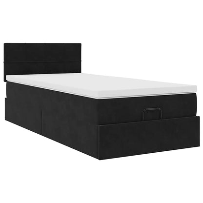 Ottoman-Bett mit Stauraum, inkl. Matratze 100x200 cm, Samtbezug