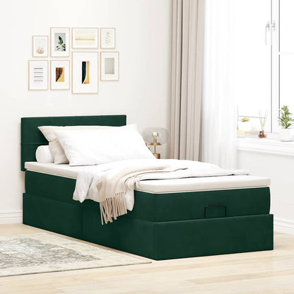 Ottoman-Bett mit Stauraum, inkl. Matratze 100x200 cm, Samtbezug