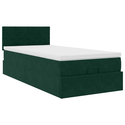 Ottoman-Bett mit Stauraum, inkl. Matratze 100x200 cm, Samtbezug