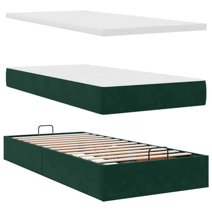 Ottoman-Bett mit Stauraum, inkl. Matratze 100x200 cm, Samtbezug
