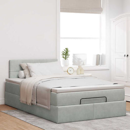 Ottoman-Bett mit Stauraum, inkl. Matratze 120x190 cm, Samtbezug
