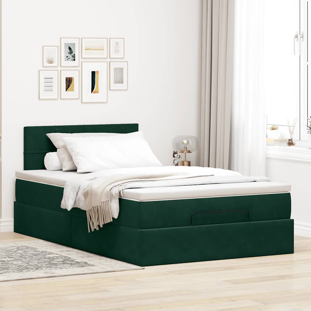 Ottoman-Bett mit Stauraum, inkl. Matratze 120x190 cm, Samtbezug