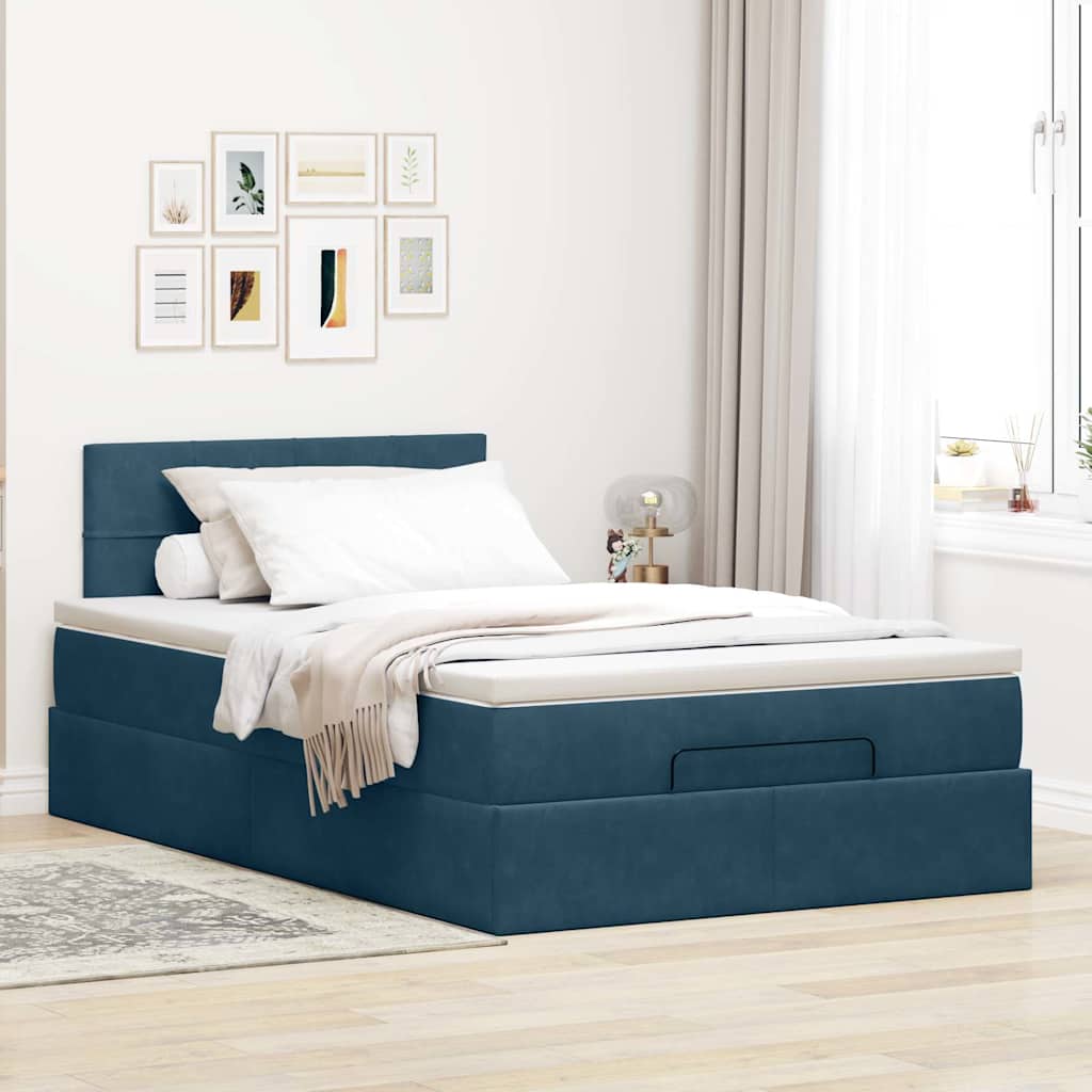 Ottoman-Bett mit Stauraum, inkl. Matratze 120x190 cm, Samtbezug