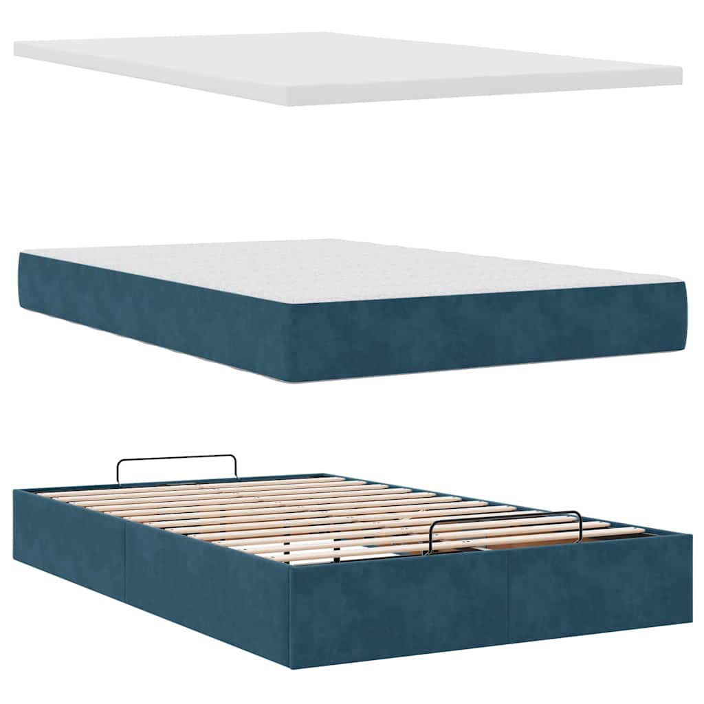 Ottoman-Bett mit Stauraum, inkl. Matratze 120x190 cm, Samtbezug