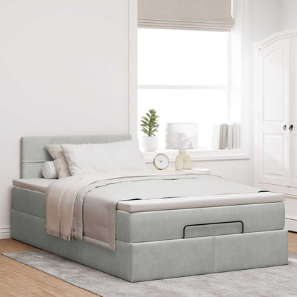 Ottoman-Bett mit Stauraum, inkl. Matratze 120x200 cm, Samtbezug