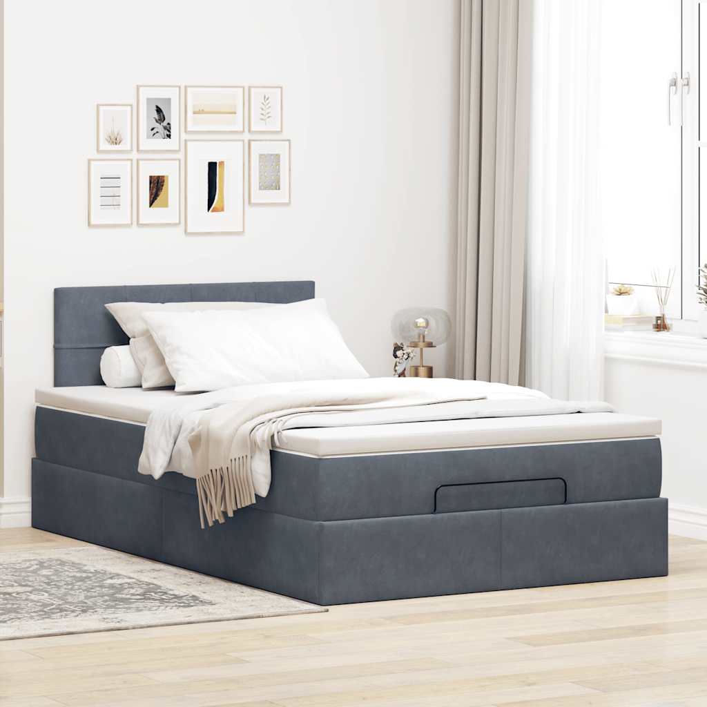 Ottoman-Bett mit Stauraum, inkl. Matratze 120x200 cm, Samtbezug