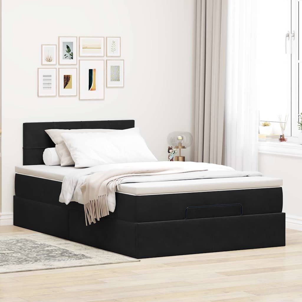 Ottoman-Bett mit Stauraum, inkl. Matratze 120x200 cm, Samtbezug