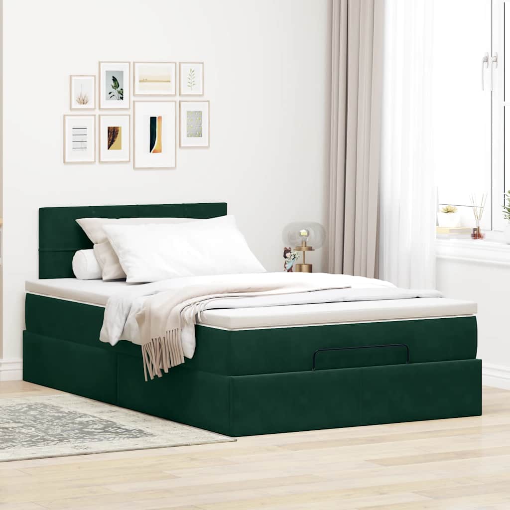 Ottoman-Bett mit Stauraum, inkl. Matratze 120x200 cm, Samtbezug