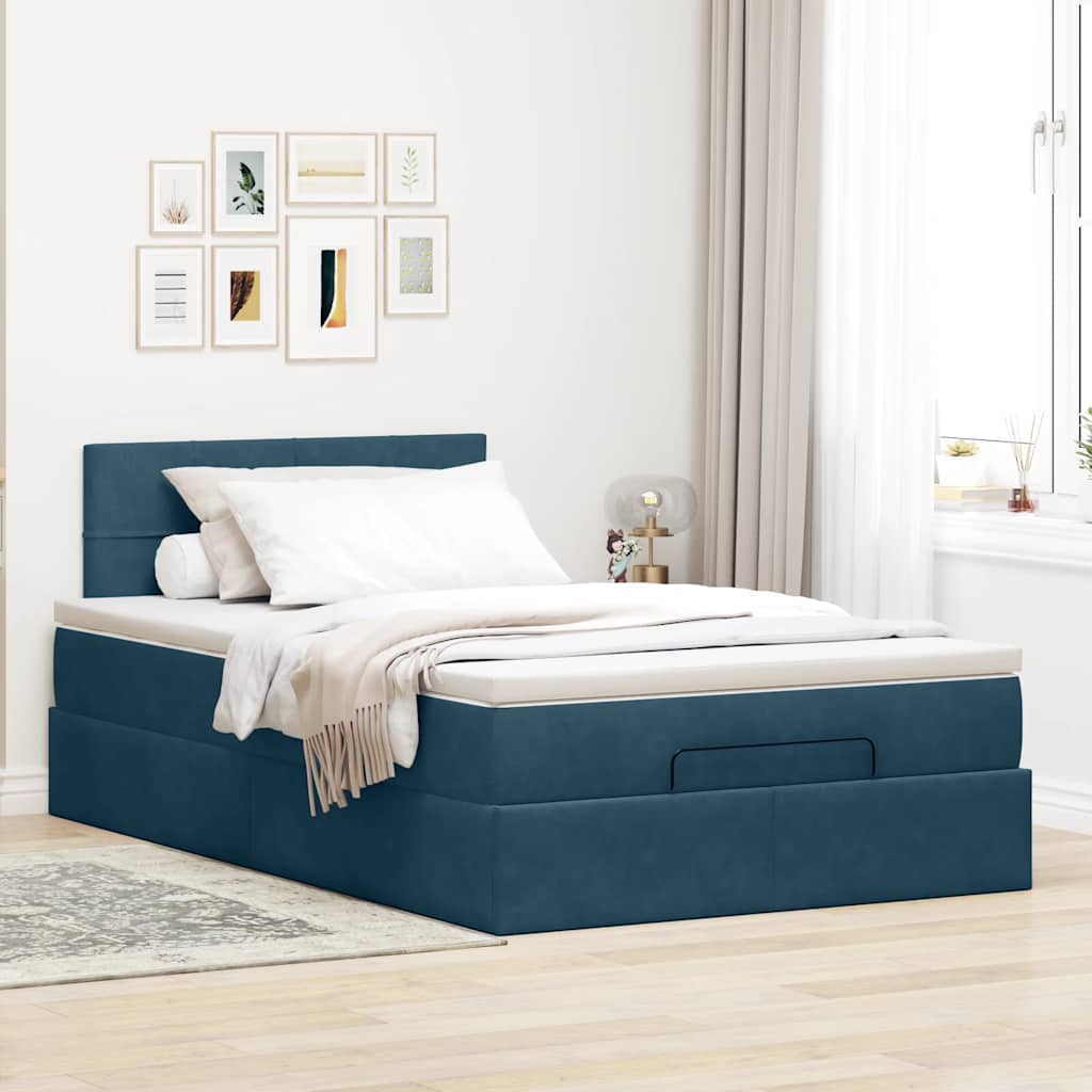 Ottoman-Bett mit Stauraum, inkl. Matratze 120x200 cm, Samtbezug