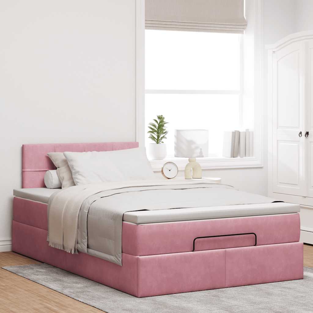 Ottoman-Bett mit Stauraum, inkl. Matratze 120x200 cm, Samtbezug
