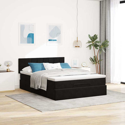 Ottoman-Bett mit Stauraum, inkl. Matratze 140x190 cm, Samtbezug