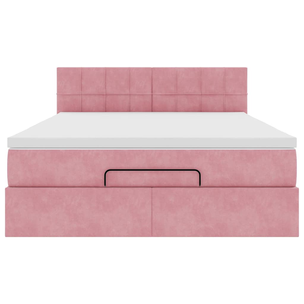 Ottoman-Bett mit Stauraum, inkl. Matratze 140x190 cm, Samtbezug