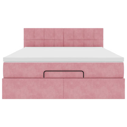 Ottoman-Bett mit Stauraum, inkl. Matratze 140x190 cm, Samtbezug