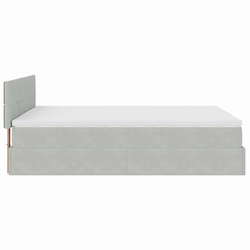Ottoman-Bett mit Stauraum, inkl. Matratze 140x200 cm, Samtbezug