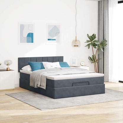 Ottoman-Bett mit Stauraum, inkl. Matratze 140x200 cm, Samtbezug