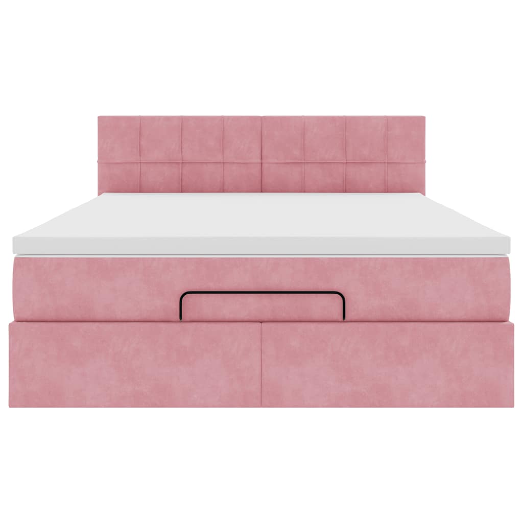 Ottoman-Bett mit Stauraum, inkl. Matratze 140x200 cm, Samtbezug
