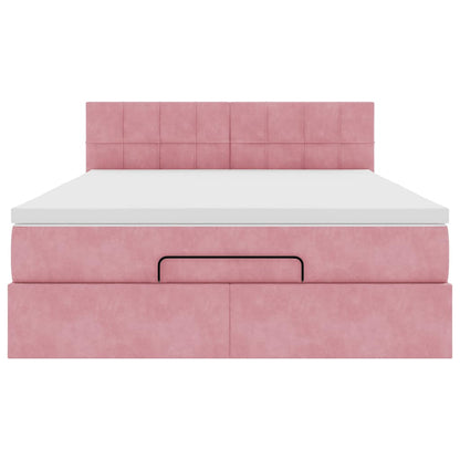 Ottoman-Bett mit Stauraum, inkl. Matratze 140x200 cm, Samtbezug