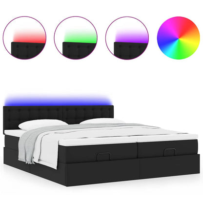 Doppelbett mit Stauraum inkl. Matratzen & LED-Beleuchtung 200x200 cm